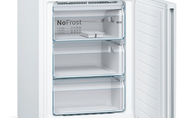 Bosch Series 4, Free-standing fridge-freezer, 203 x 60 cm, White, Total No Frost