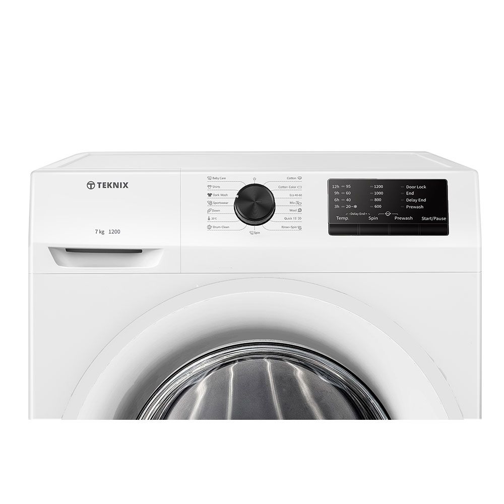 AWAITING STOCK BUT AVAILABLE TO ORDER - Teknix 7Kg 1200Spin Washer White